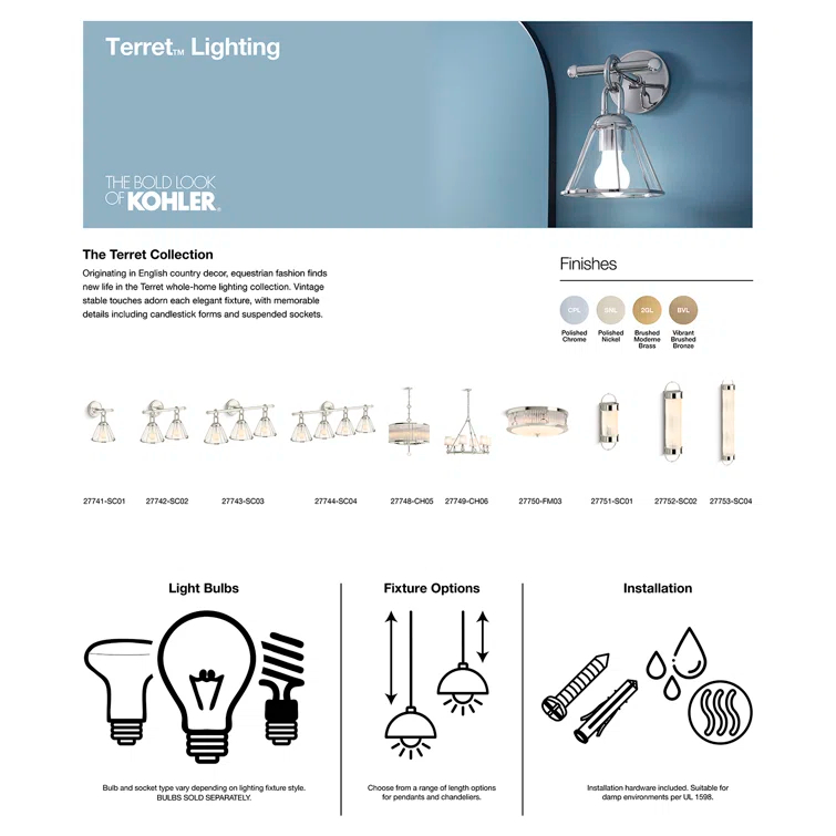 Terret 15½-In Two-Light Sconce