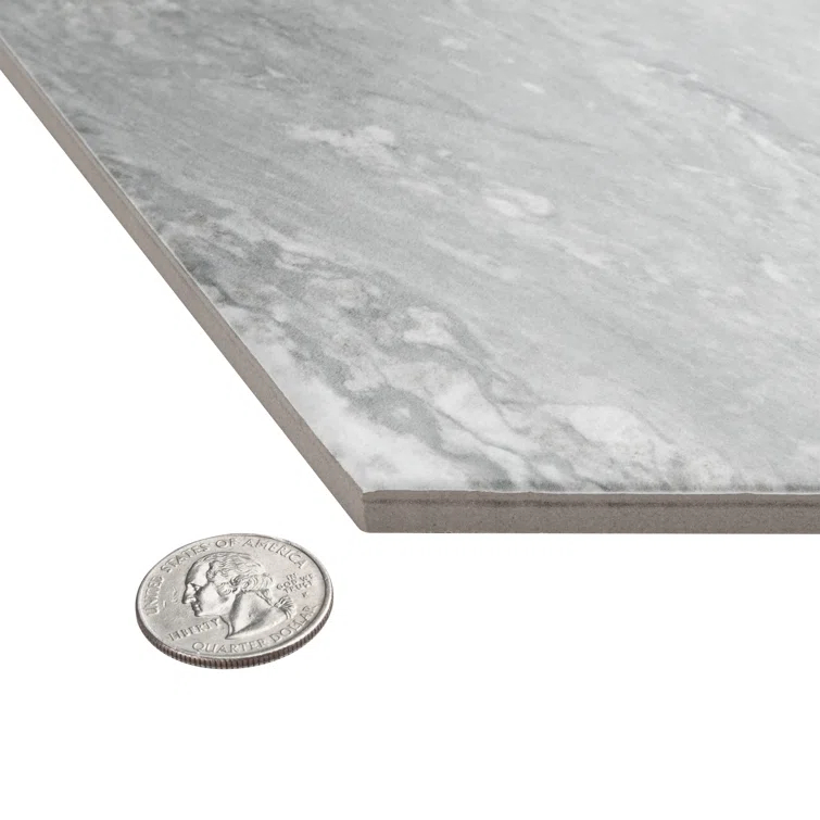 Marbilia Hex Bardiglio w/Biotech 11" x 13" Porcelain Marble Look Wall & Floor Tile