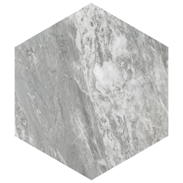 Marbilia Hex Bardiglio w/Biotech 11" x 13" Porcelain Marble Look Wall & Floor Tile
