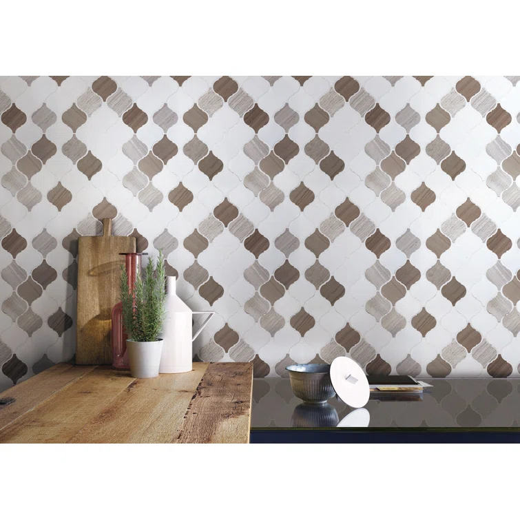 2.5" x 3" Marble Arabesque Mosaic Wall & Floor Tile