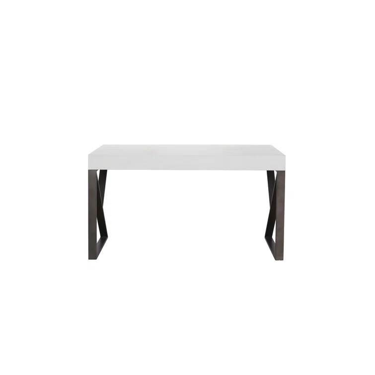 White Wood Transitional Home Office Desk with Drawer