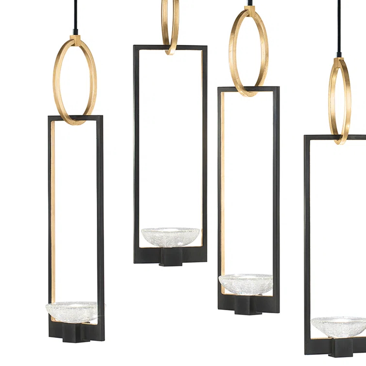 Delphi 48" Black and Gold LED Glass Pendant Light