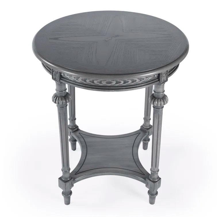 Butler Hellinger Round Gray Wood Lamp Table