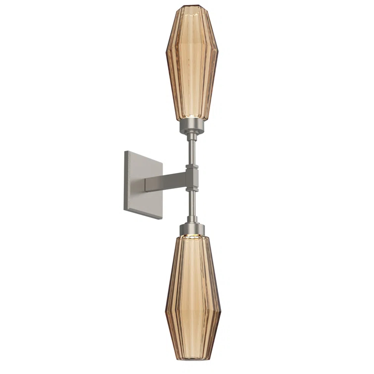 Aalto Double Bronze Shade LED Wall Sconce in Metallic Beige Silver