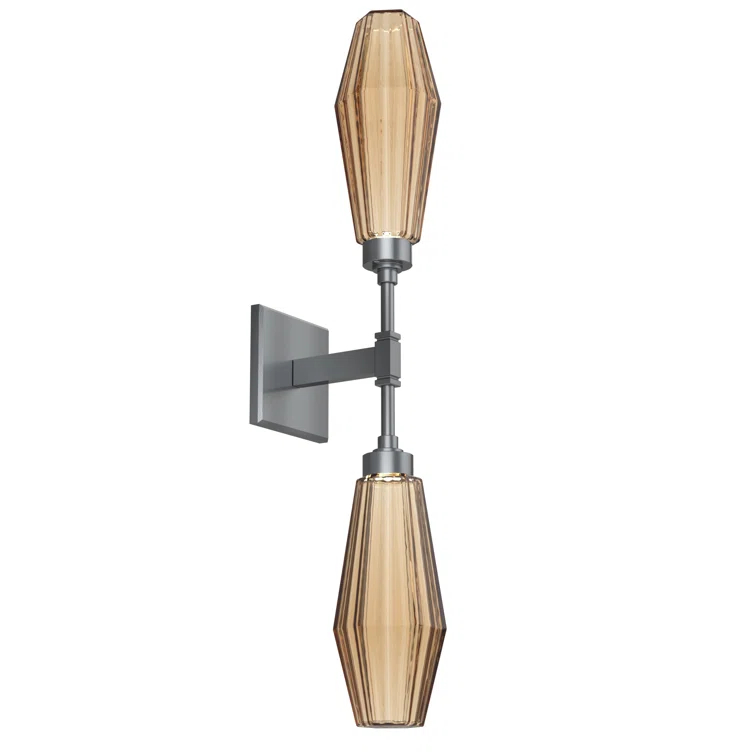Aalto Double Bronze Shade LED Wall Sconce in Metallic Beige Silver