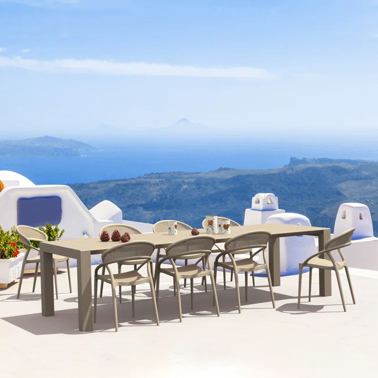 Siesta Sunset 9-Piece Taupe Extendable Outdoor Dining Set