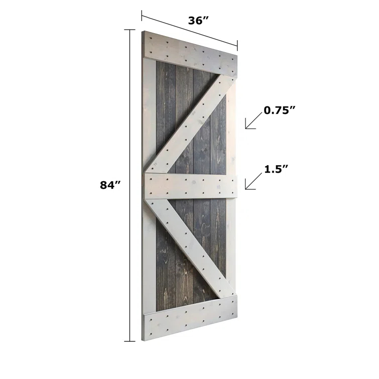 Paneled Wood K Series Double Barn Door with Installation Hardware Kit