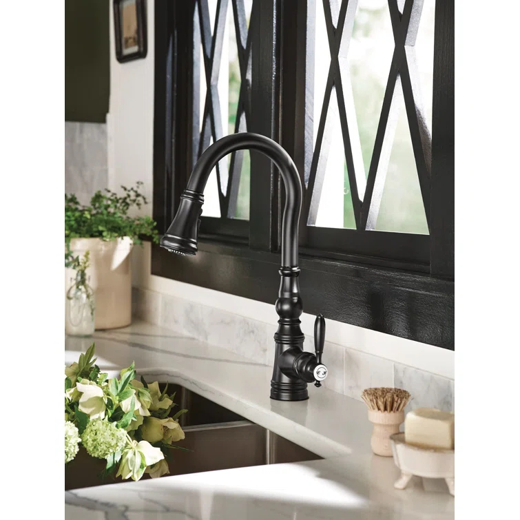 Moen Weymouth One-Handle Pull Down Single Handle Kitchen Faucet with Power Boost