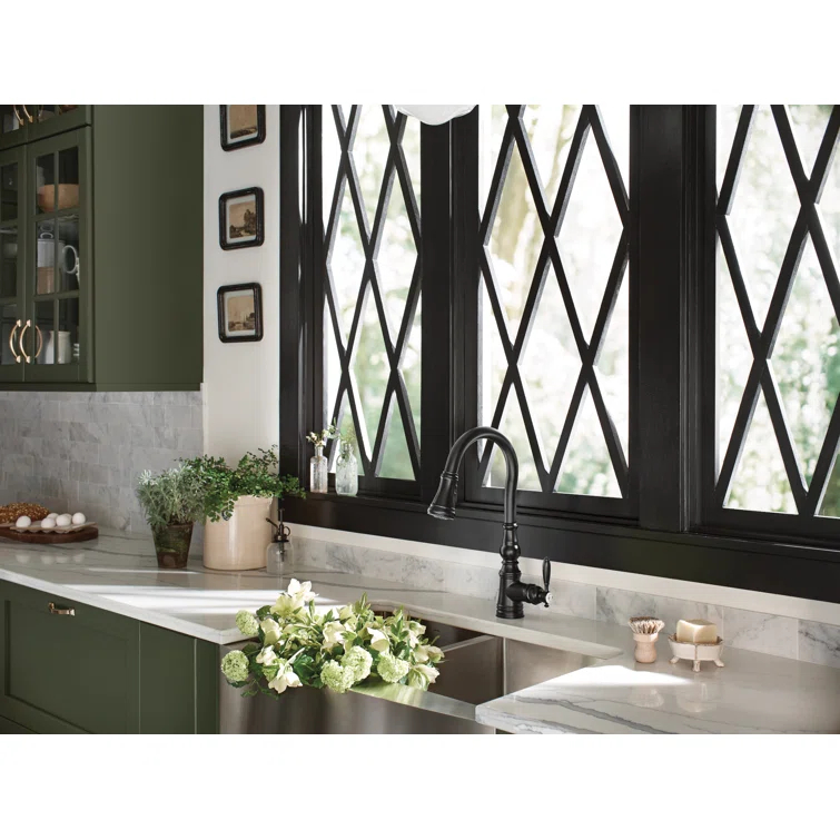 Moen Weymouth One-Handle Pull Down Single Handle Kitchen Faucet with Power Boost