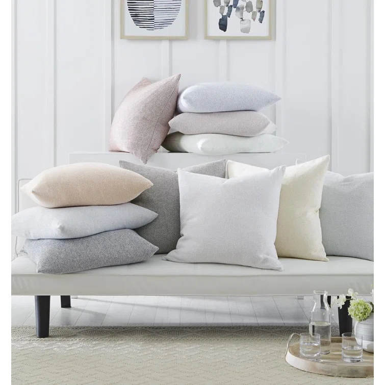 Apricot 22" x 22" Cotton Square Pillow with Feather Down Insert