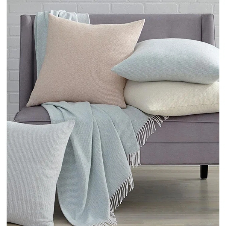 Apricot 22" x 22" Cotton Square Pillow with Feather Down Insert