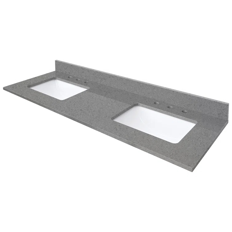 61'' Quartz Double Bathroom Vanity Top with Sink