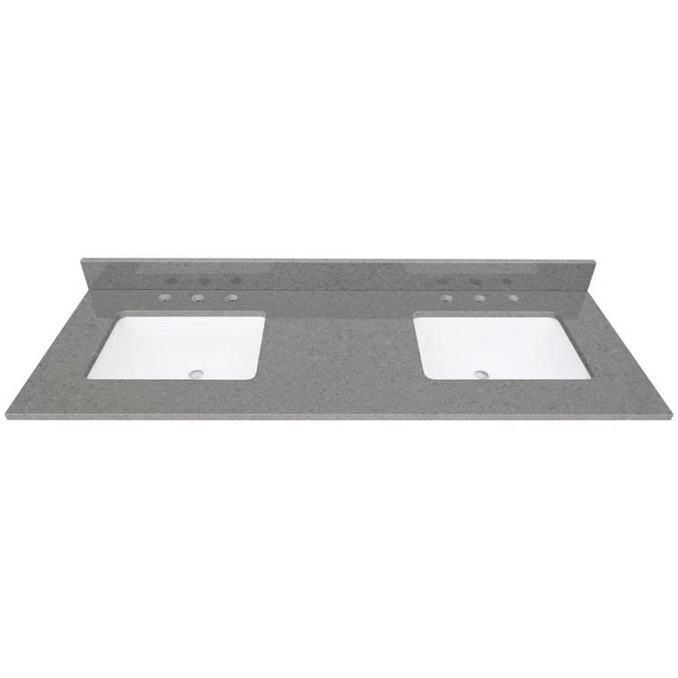 61'' Quartz Double Bathroom Vanity Top with Sink