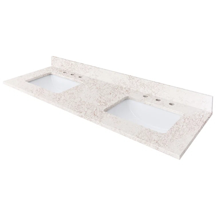 61'' Quartz Double Bathroom Vanity Top with Sink