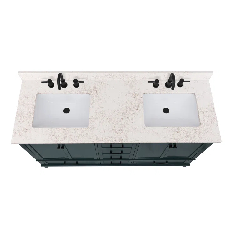61'' Quartz Double Bathroom Vanity Top with Sink