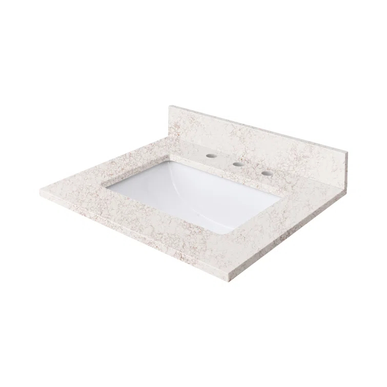 25'' Quartz Single Bathroom Vanity Top with Sink
