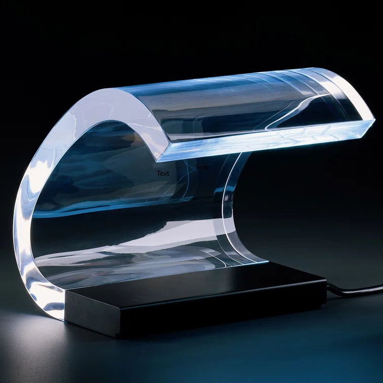 Modern Black and Clear Acrylic Table Lamp with Steel Base