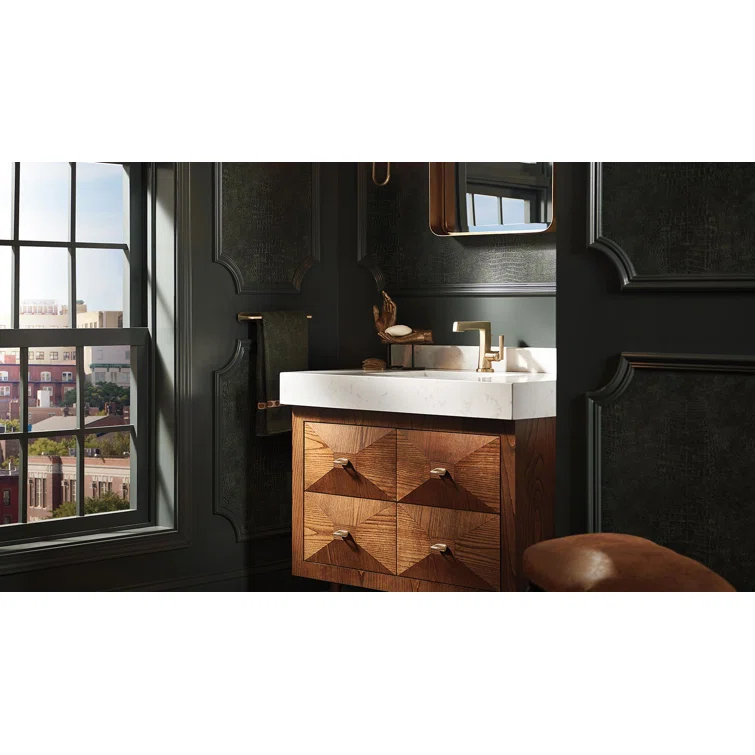 Levoir Luxe Gold Single-Handle Angular Spout Bathroom Faucet