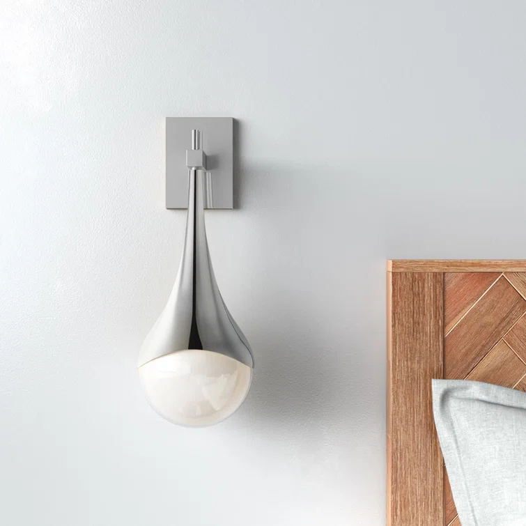 Algiers Single Light Glass Steel Dimmable Armed Sconce