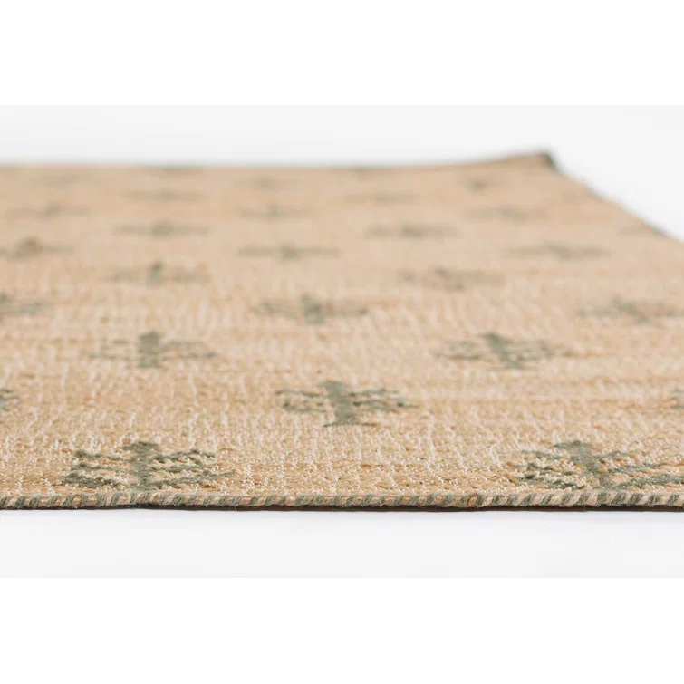 Natural Flat Woven Wool and Synthetic Rectangular Rug