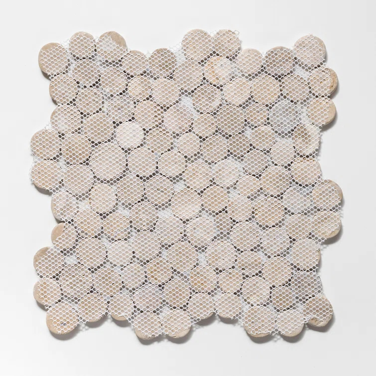 Cruz Bay Studio 11.5" x 11.5" Random Sized Natural Stone Penny Round Mosaic Wall & Floor Tile