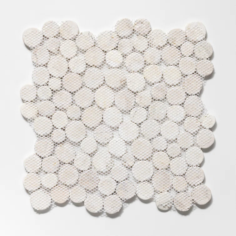 Cruz Bay Studio 11.5" x 11.5" Random Sized Natural Stone Penny Round Mosaic Wall & Floor Tile