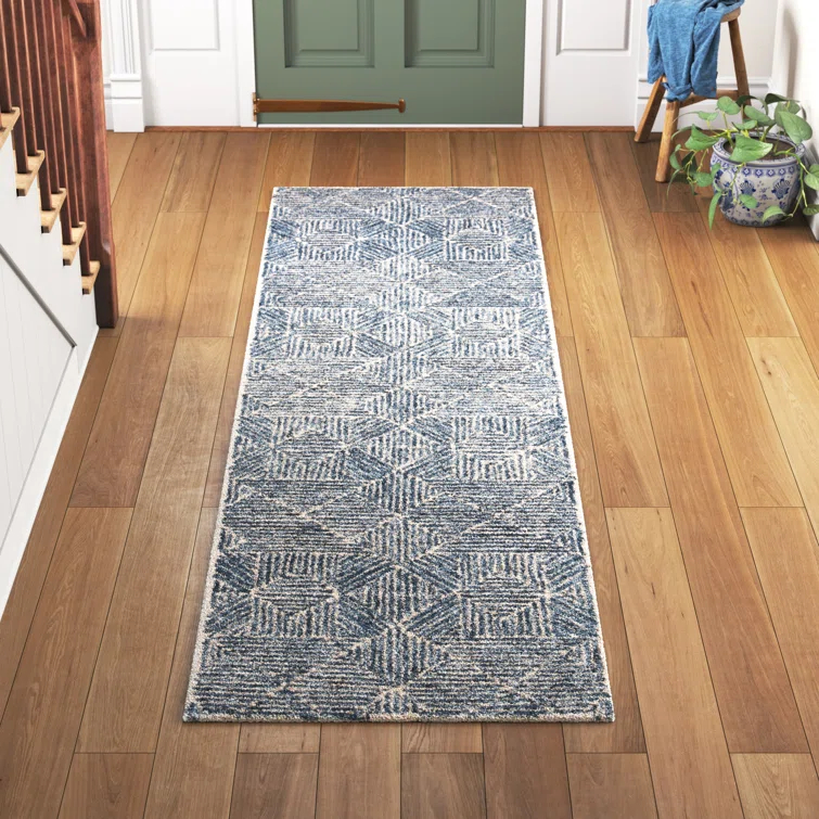 Linsly Handmade Blue/Ivory Rug
