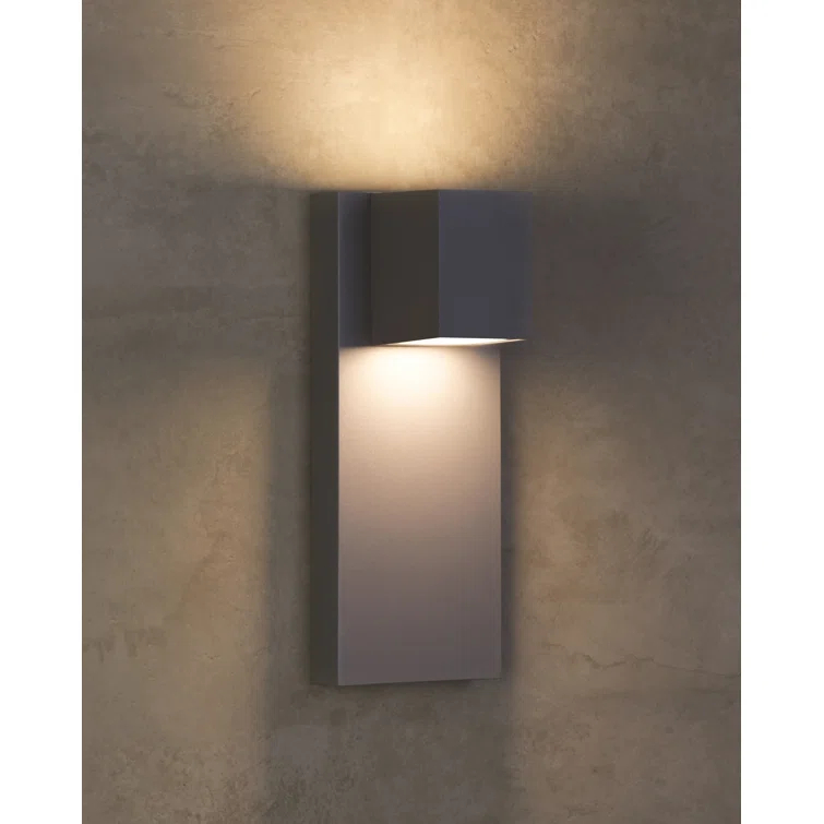 Silver Rectangular LED Outdoor Wall Light with Dimmable Feature