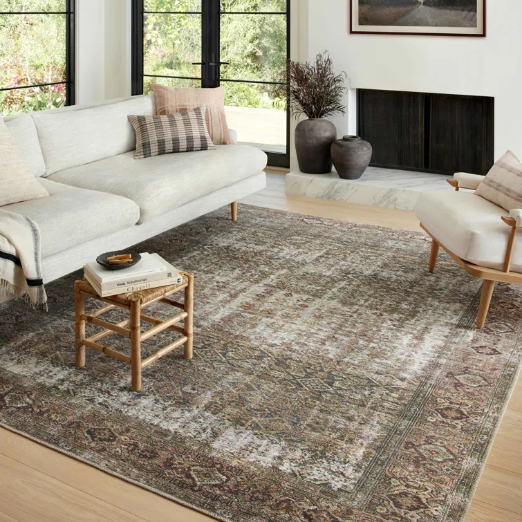 Georgie Oriental Moss/Salmon Area Rug