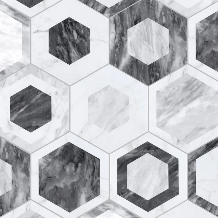 Merola Tile Classico Bardiglio Hex 7" x 8" Porcelain Patterned Wall & Floor Tile