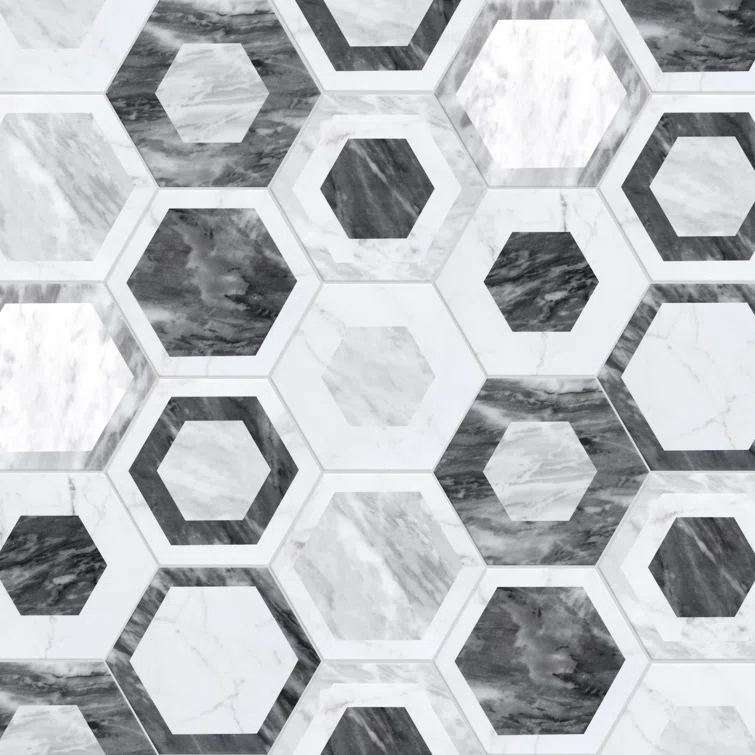 Merola Tile Classico Bardiglio Hex 7" x 8" Porcelain Patterned Wall & Floor Tile