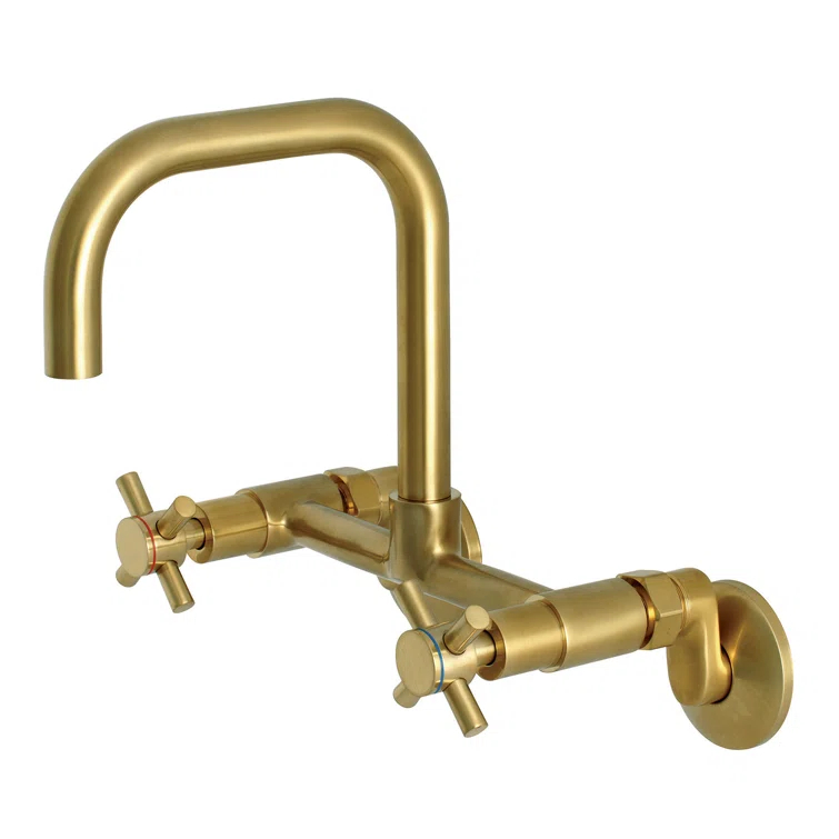 Kingston Brass Concord Double-Handle 2-Hole Wall-Mount Bridge Kitchen Faucet