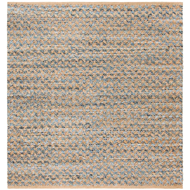 Reinheimer Hand Woven Jute/Chindi/Cotton Rug in Blue/Natural