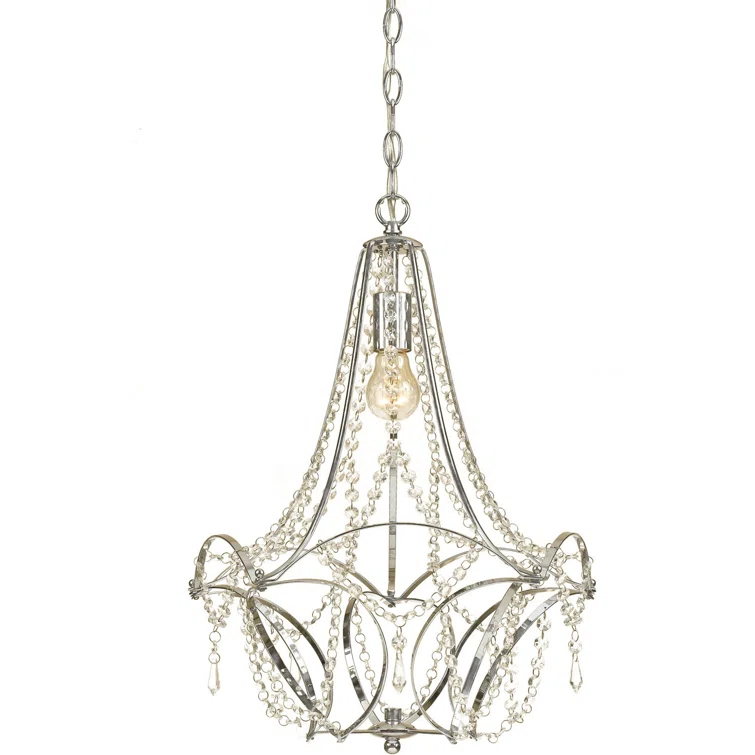 AF Lighting Castile 1-Light Mini Chandelier with Clear Glass Beads, Chrome