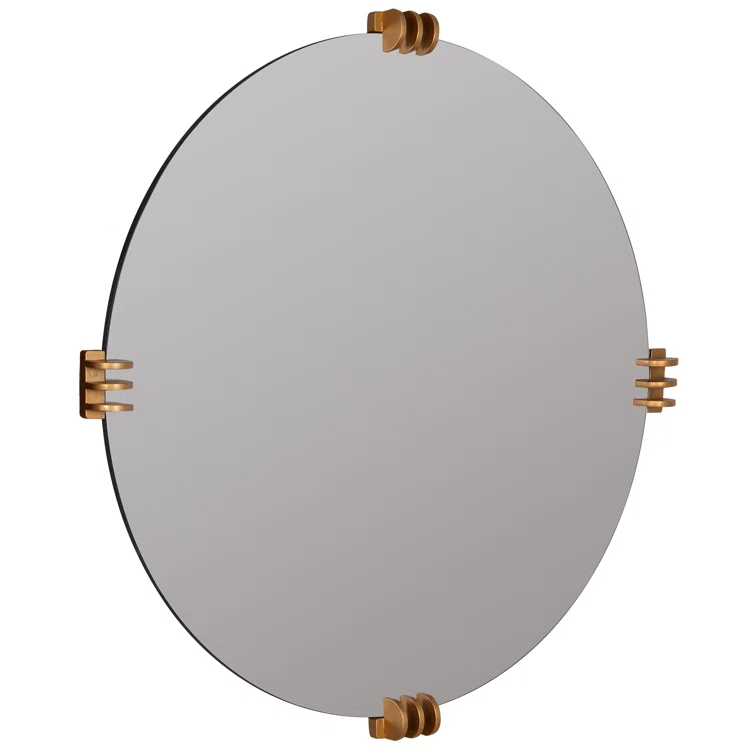 Aubrey 30" Round Frameless Gold Wall Mirror
