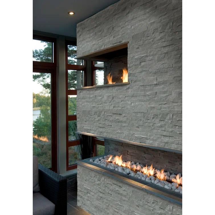 6" x 18" Stacked Natural Stone Ledger Panel Corner Wall Tile