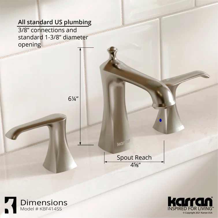 Karran Woodburn 8 In. Widespread 2-Handle Bathroom Faucet With Matching Pop-up Drain