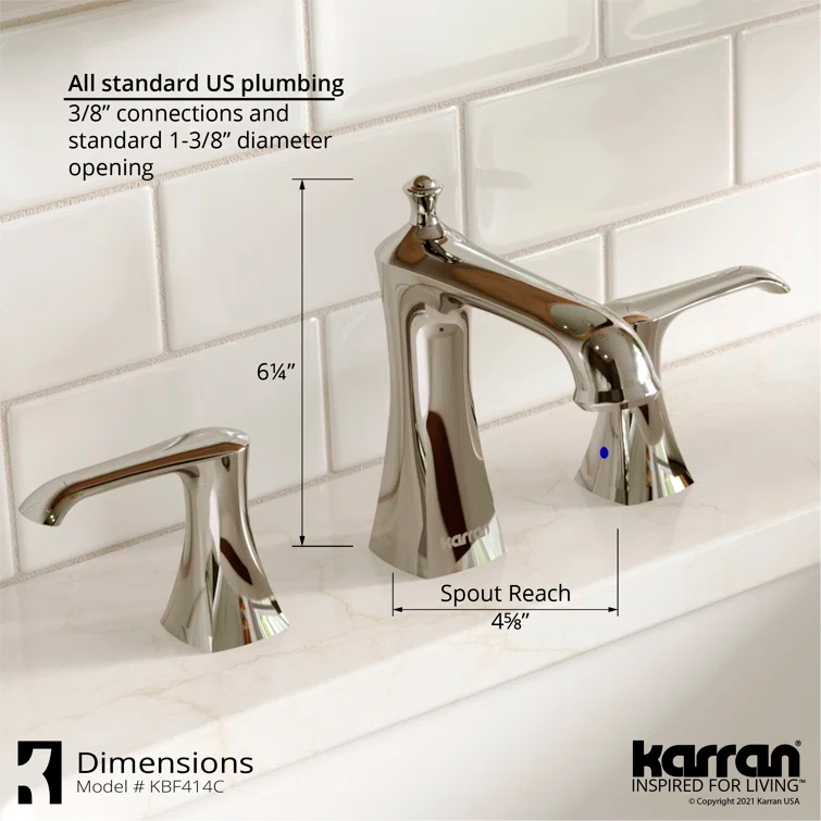 Karran Woodburn 8 In. Widespread 2-Handle Bathroom Faucet With Matching Pop-up Drain