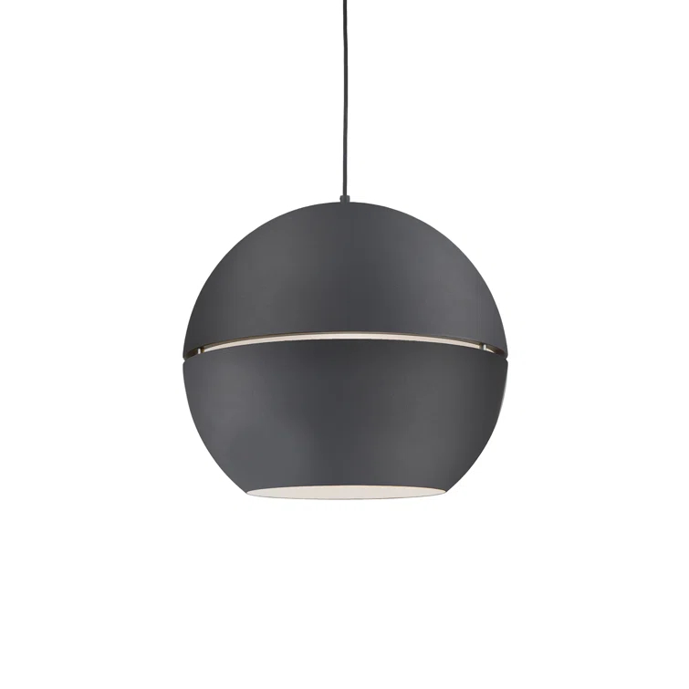 Lucas Split Sphere Black Aluminum Pendant Light, 21.5" H x 24" W