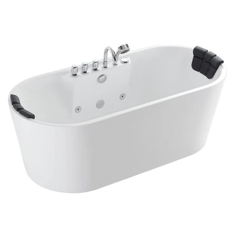 Empava EMP-67AIS01 67'' x 28.7'' Freestanding Whirlpool Plastic / Acrylic Bathtub with Faucet