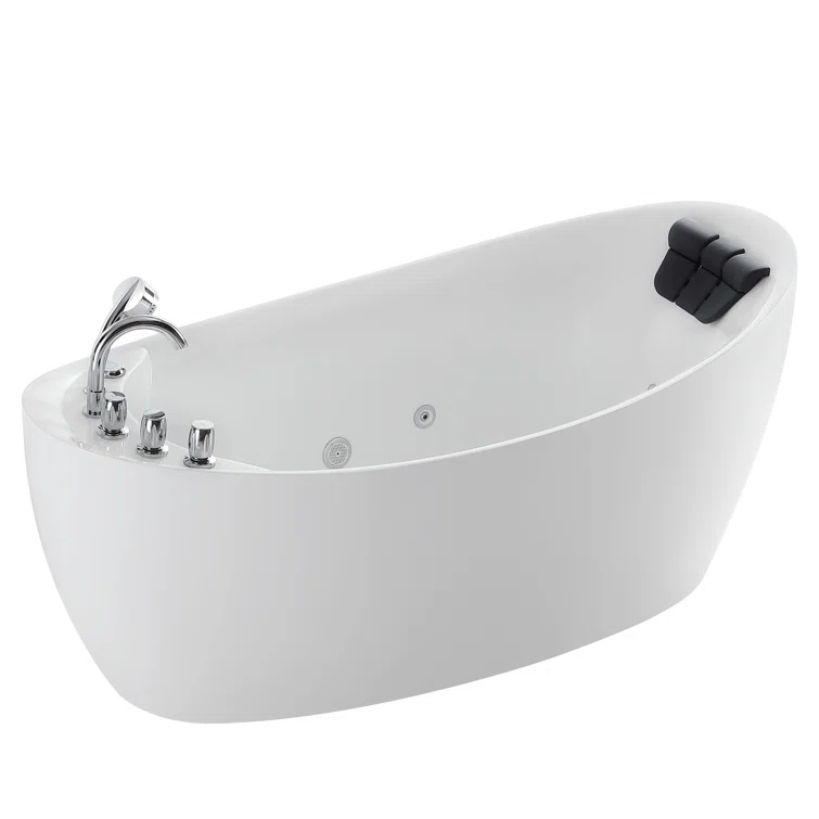 Empava EMP-67AIS02 67'' x 29.5'' Freestanding Whirlpool Plastic / Acrylic Bathtub with Faucet