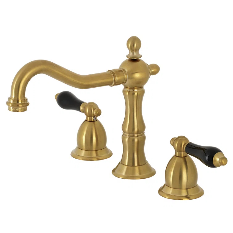 Kingston Brass Duchess Two-Handle 3-Hole Deck Mount Widespread Bathroom Faucet with Brass Pop-Up Drain
