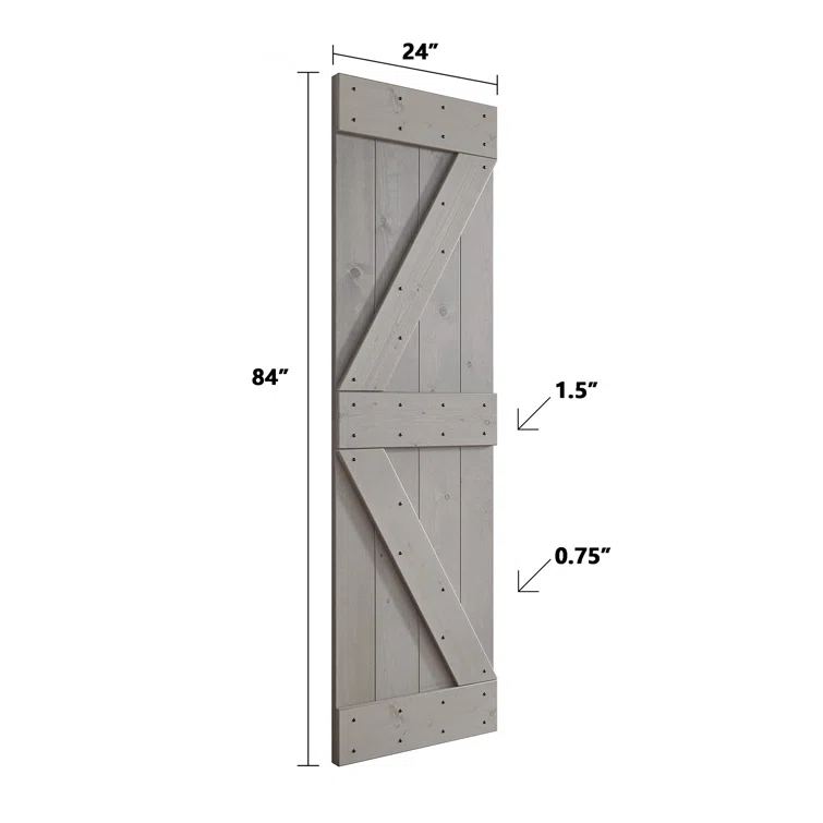 Paneled Wood and Metal K Series DIY Knotty Barn Door with Installation Hardware Kit