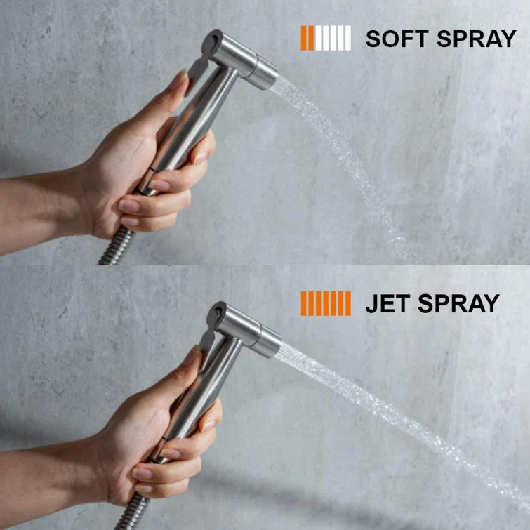 Elongated Hand Held Bidet with Faucet