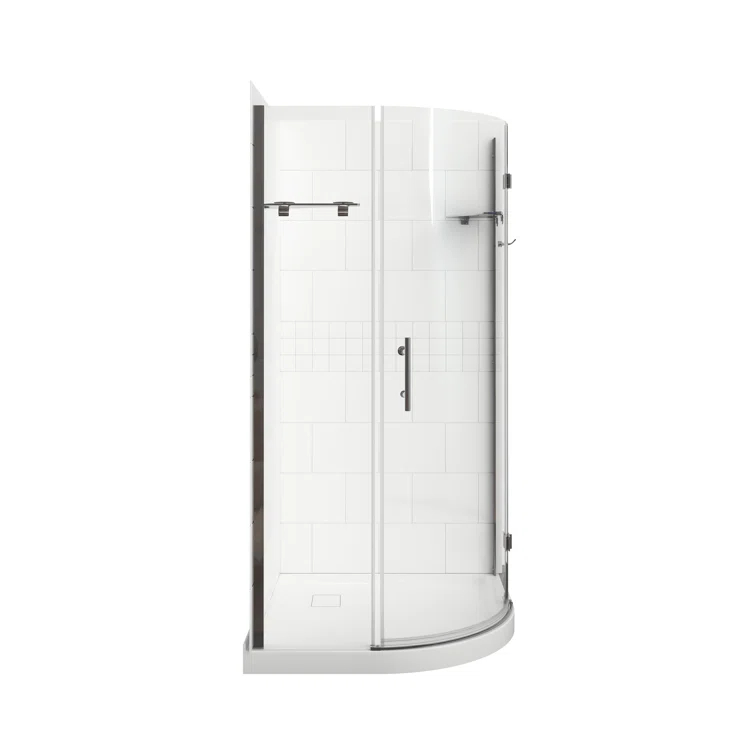 A&E Bath and Shower Risco 38'' W 75'' H Frameless Round Reversible Shower Kit Risco-38