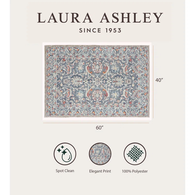 Laura Ashley Turkish Mystic Chenille Medallion Area Rug_Navy/Navy
