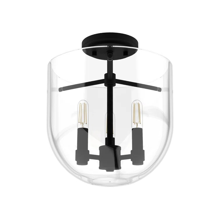 Hunter Sacha Natural Iron 3 Light Flush Mount Ceiling Light Fixture