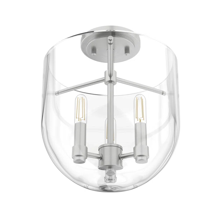 Hunter Sacha Natural Iron 3 Light Flush Mount Ceiling Light Fixture