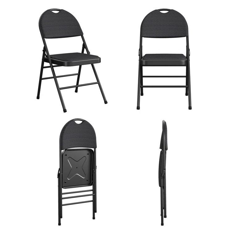 COSCO COSCO Commercial XL Comfort Fabric Padded Metal Folding Chair, Triple Braced (Set of 4)