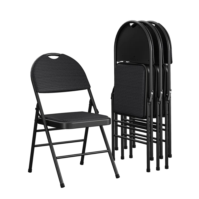 COSCO COSCO Commercial XL Comfort Fabric Padded Metal Folding Chair, Triple Braced (Set of 4)